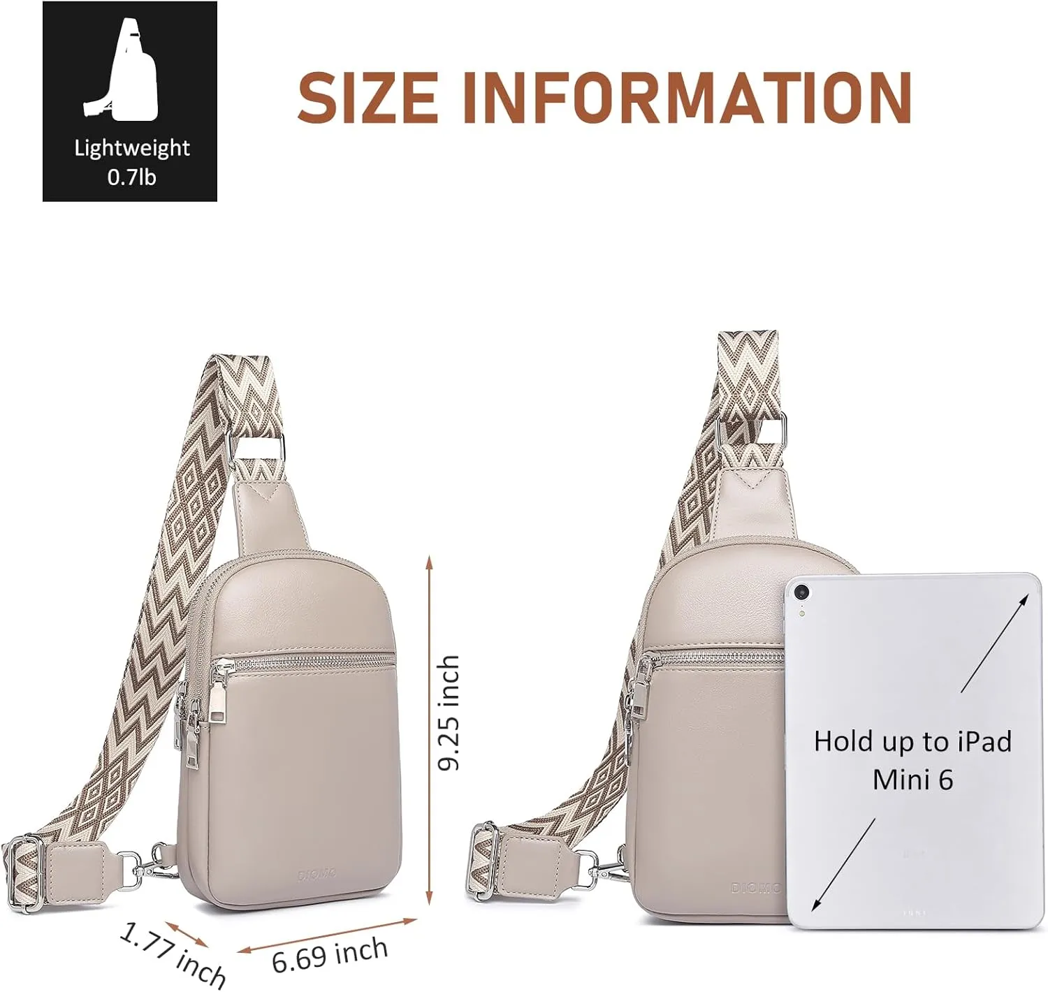 DIOMO Anti Theft Small Sling Bag for Women Cross Body Bag Trendy, RFID Fanny Packs Vegan Leather for Women Travel Belt Purse