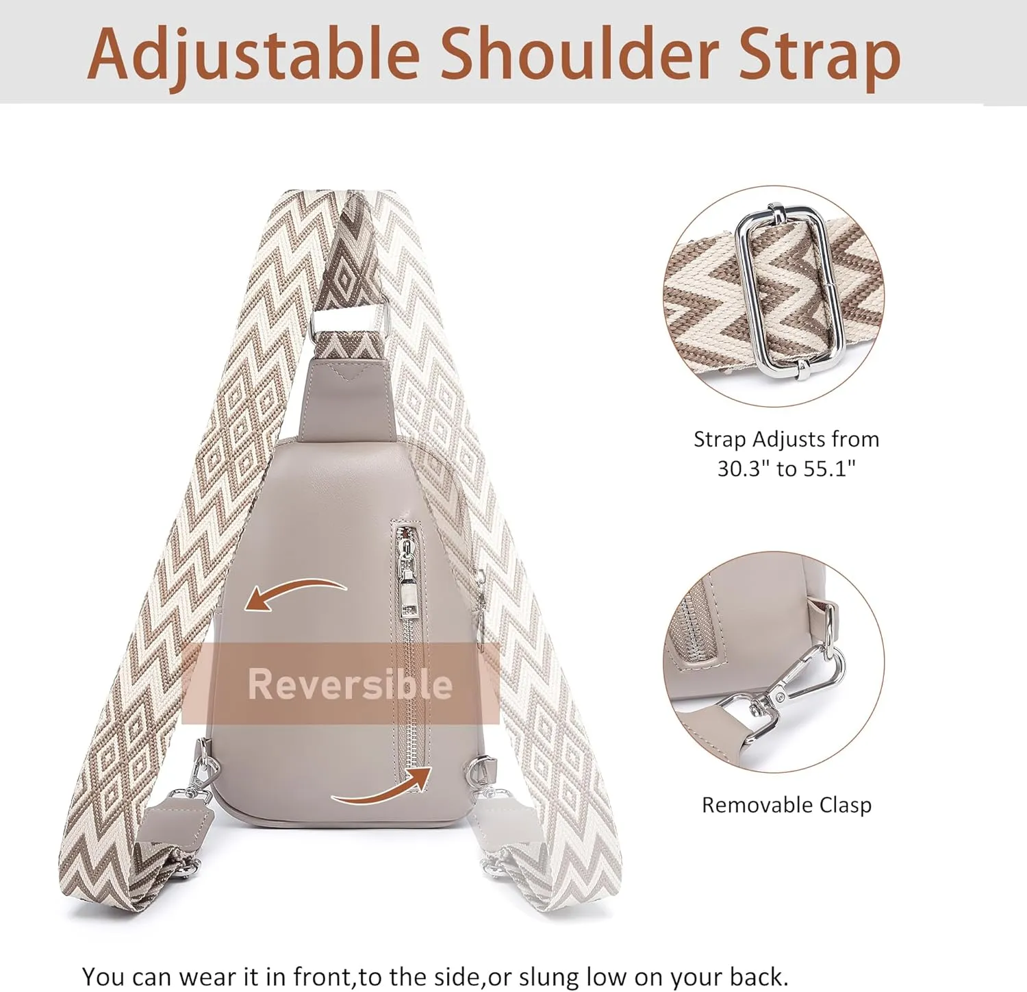 DIOMO Anti Theft Small Sling Bag for Women Cross Body Bag Trendy, RFID Fanny Packs Vegan Leather for Women Travel Belt Purse