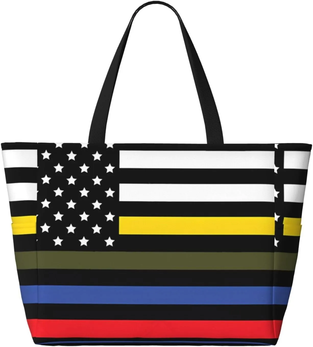 Dispatch Police Military Fire Flag Tote Bag With 8 Storage Pockets Top Zip Shoulder Bag Handbag For Travel Work Women