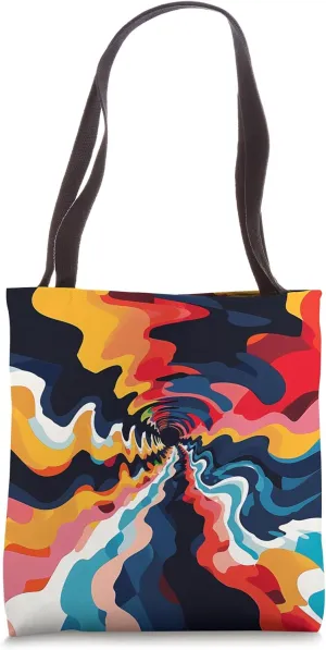 Dizzy Abstract Color Block Design Tote Bag