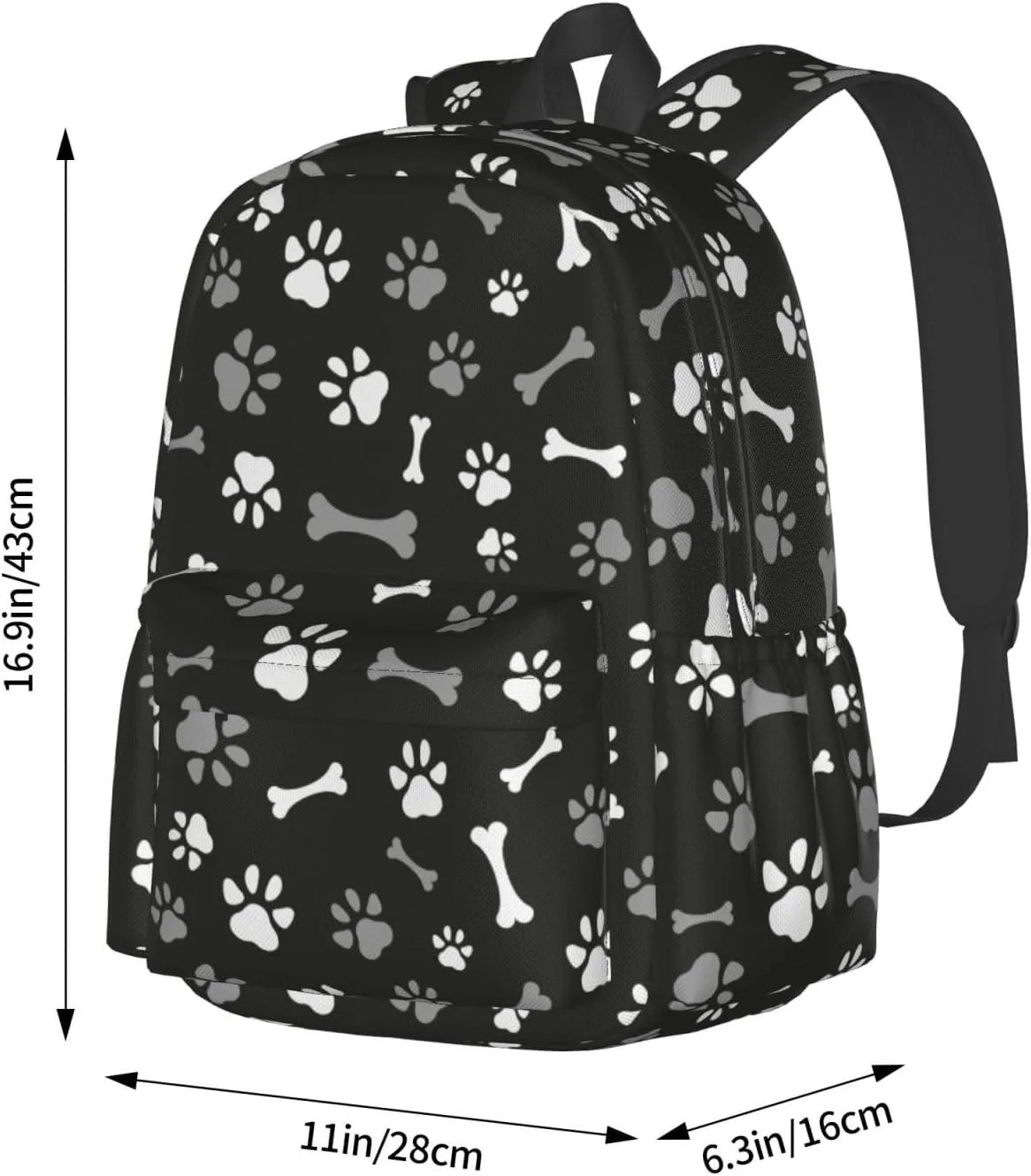 Dog Paws And Bones Laptop Backpack For Men Women, Animal Footprints Lightweight Daypack Bookbag For Daily Commutes Business Travel Hiking