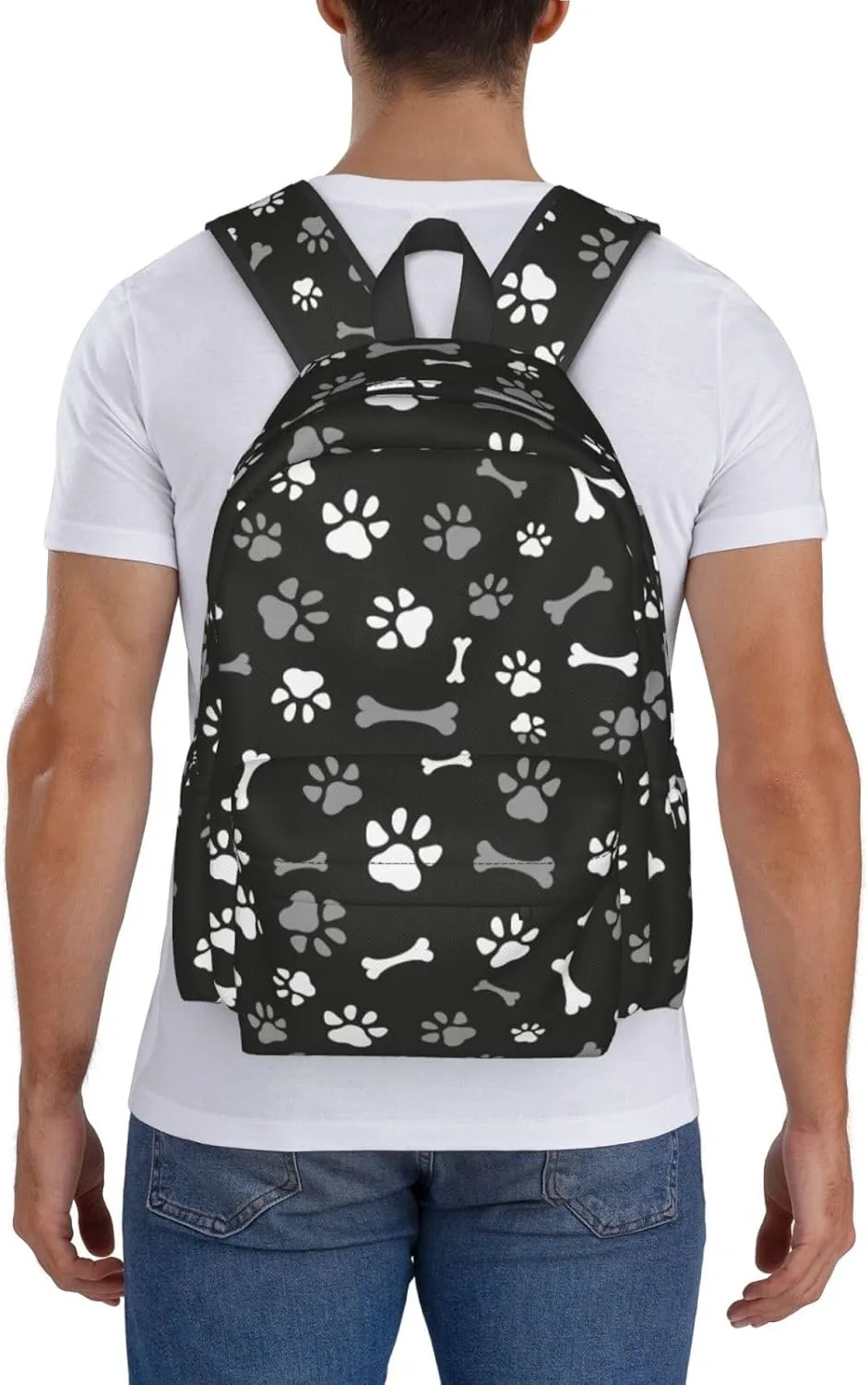 Dog Paws And Bones Laptop Backpack For Men Women, Animal Footprints Lightweight Daypack Bookbag For Daily Commutes Business Travel Hiking