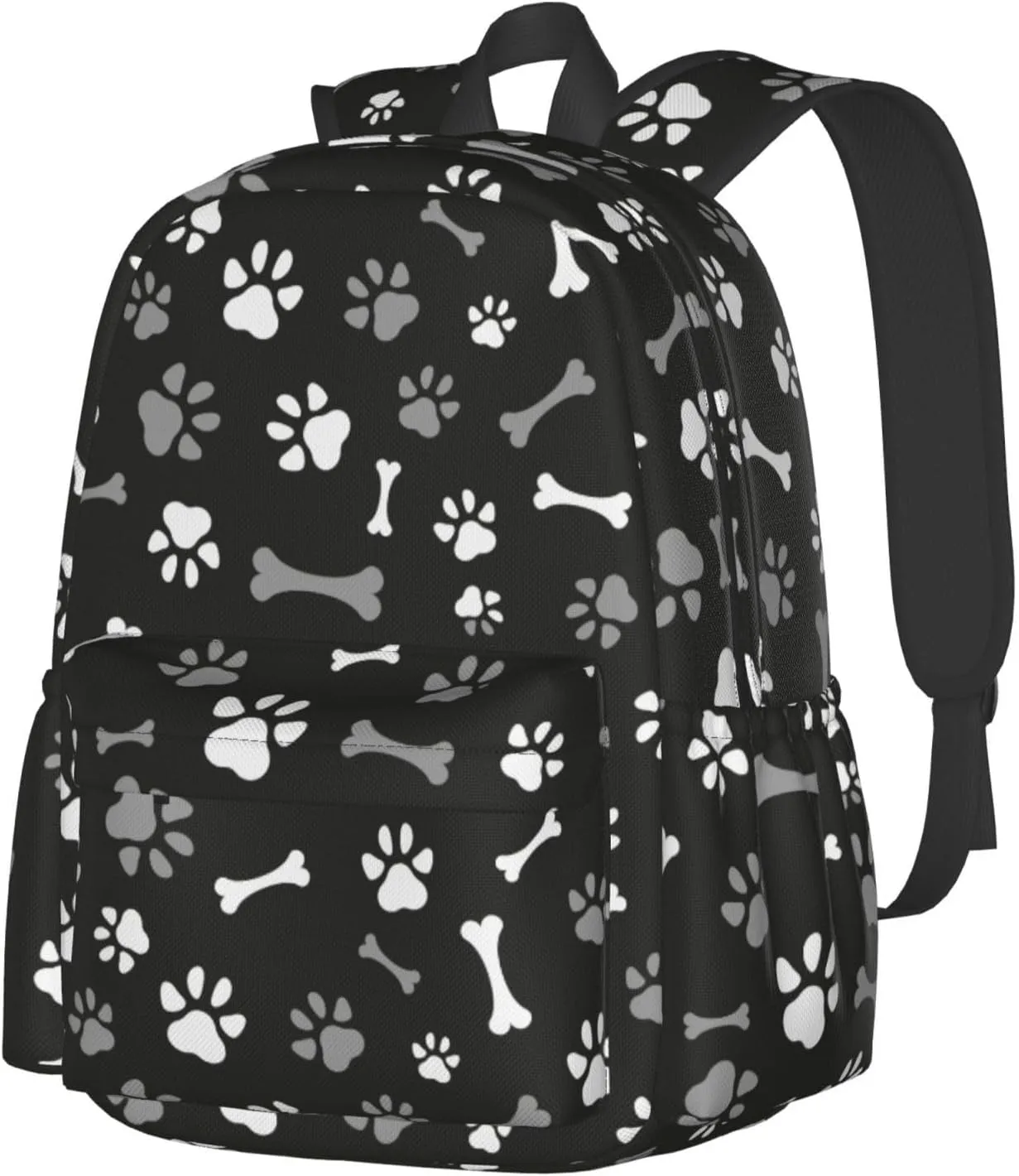 Dog Paws And Bones Laptop Backpack For Men Women, Animal Footprints Lightweight Daypack Bookbag For Daily Commutes Business Travel Hiking