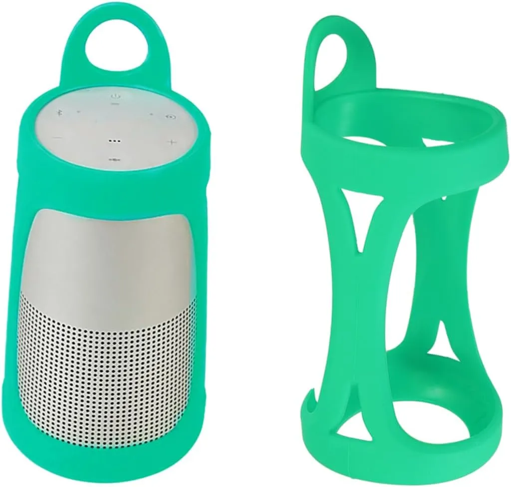 DOITOOL Silicone Case Cover for Speaker Travel Pouch Protective Sleeve Silicone Box Bag Green High Flexibility Built-in Loop