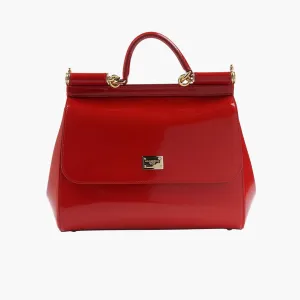 Dolce & Gabbana Red Glossy Bag with Gold Hardware
