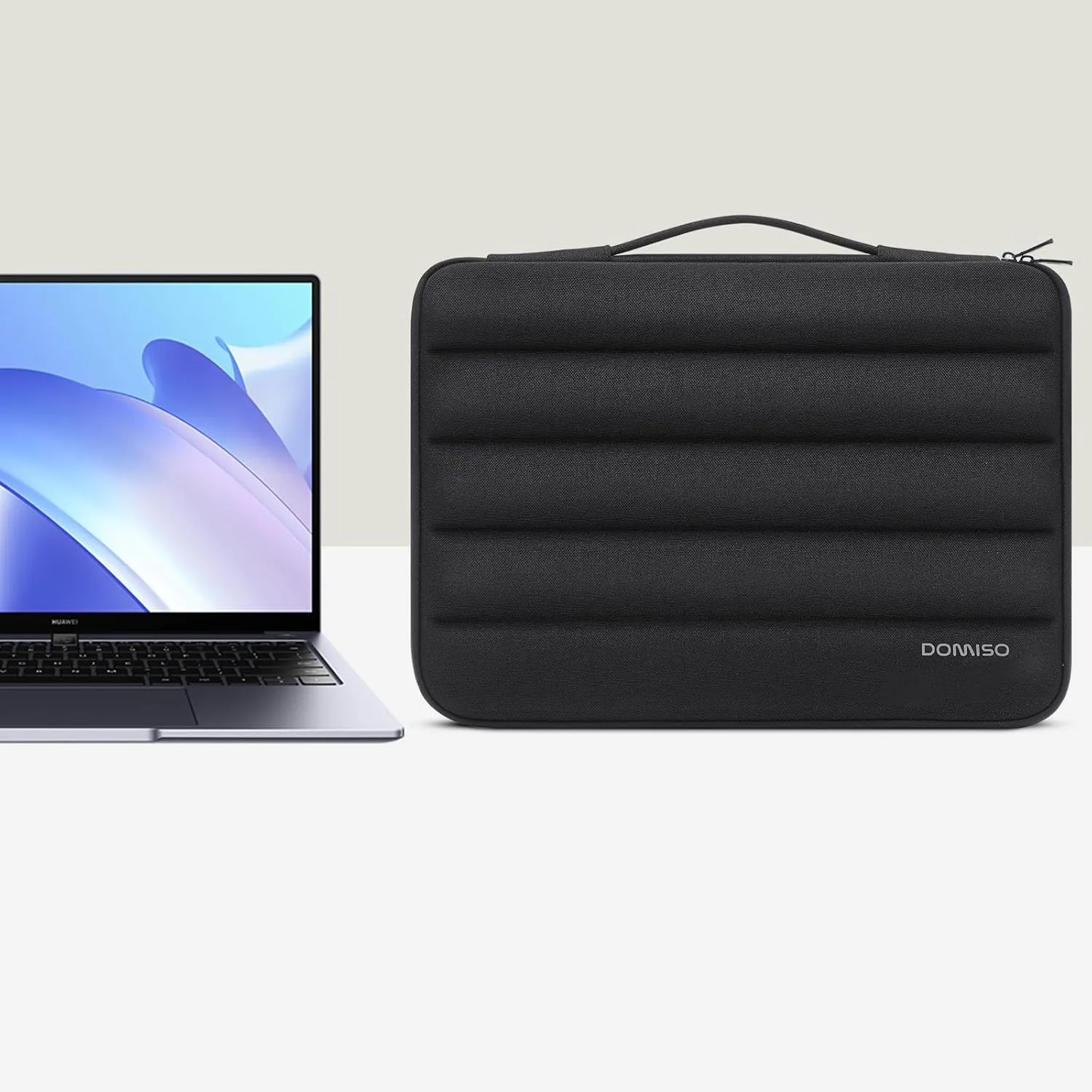 DOMISO 14 inch Laptop Sleeve Bag Shockproof Protective Carrying Case Water-Resistant Handbag with Handle Compatible with MacBook/HP/Dell,Black