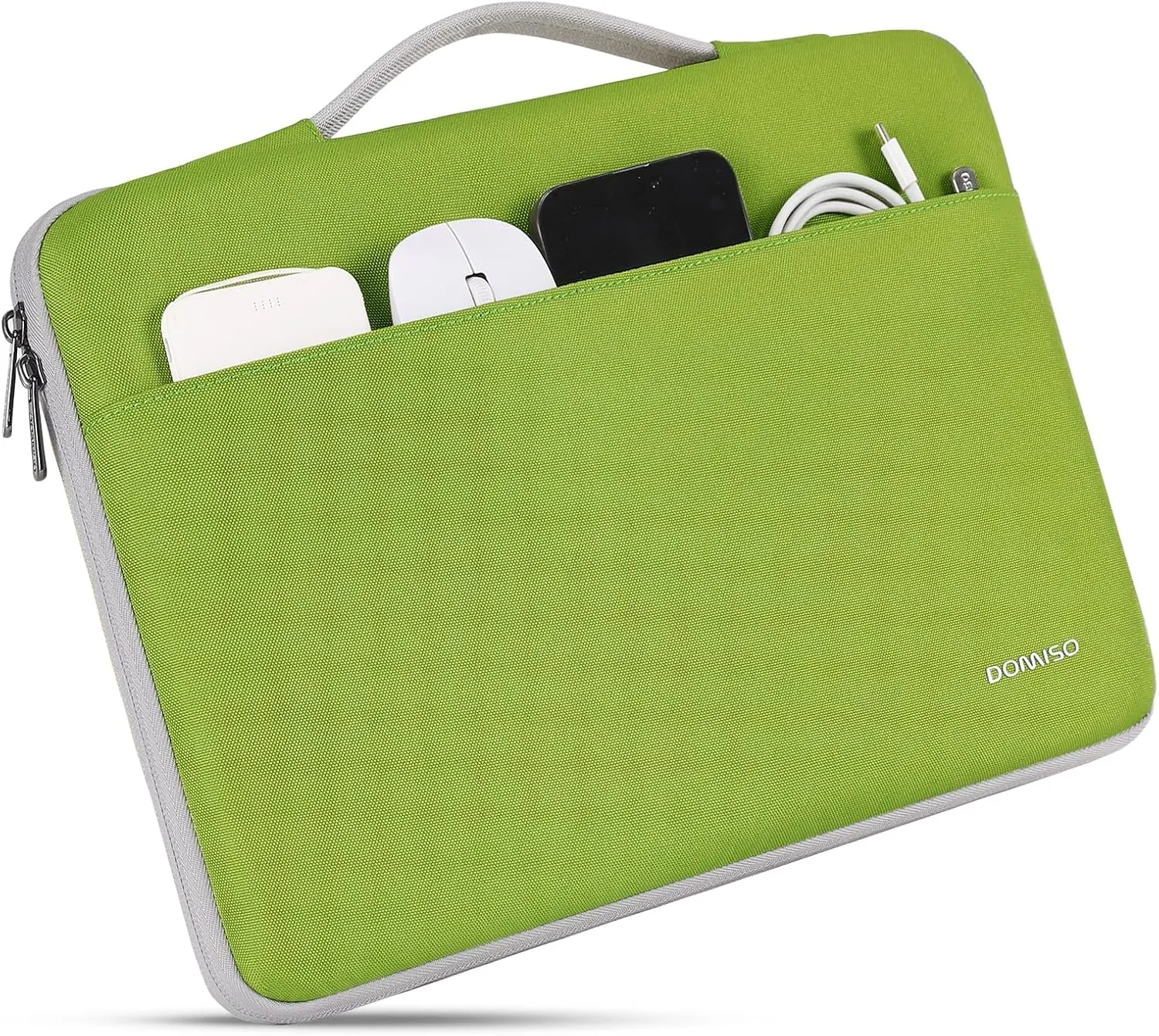 DOMISO 14 Inch Laptop Sleeve Canvas Notebook Portable Carrying Bag Case Handbag for 14" ThinkPad P14s T14s L14 Gen 2/HP ProBook 640 645 G4/15 Surface Laptop 3 4/Dell Chromebook 14,Tender Green