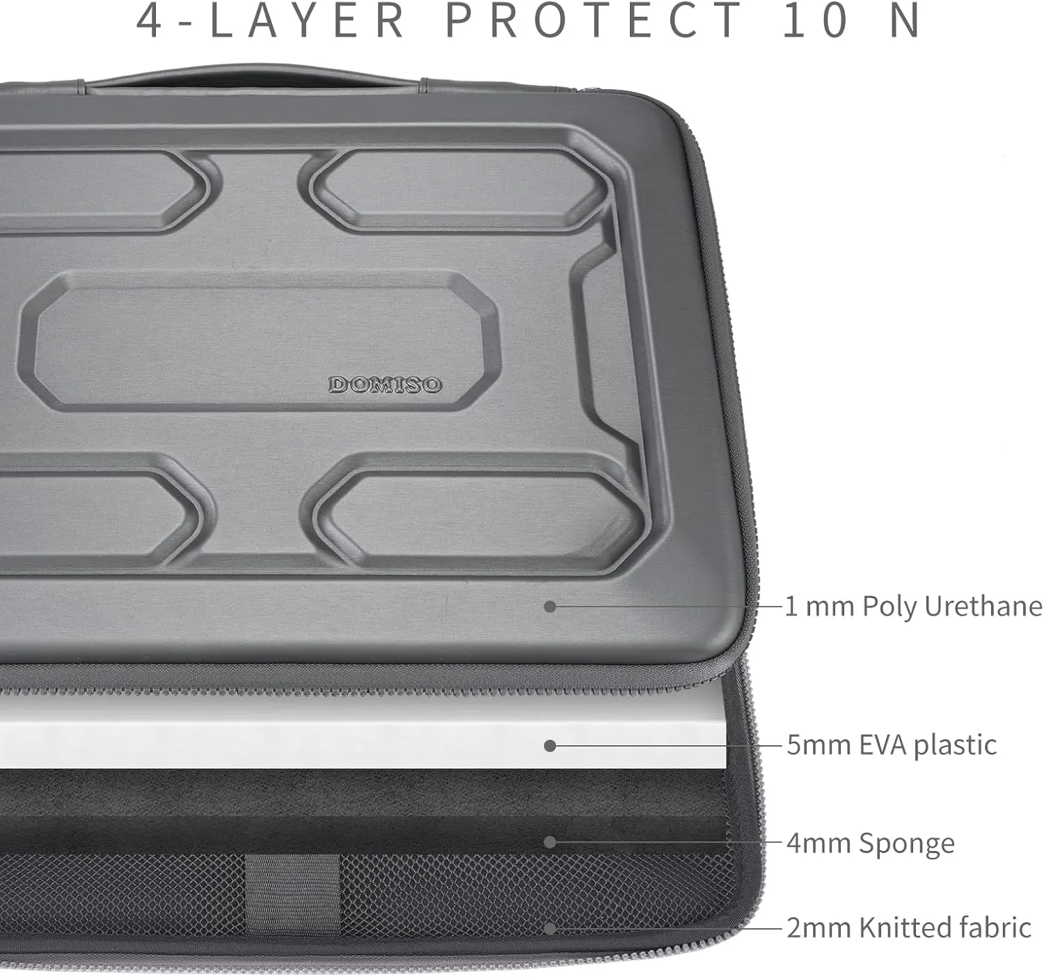 DOMISO 14 inch Laptop Sleeve with Handle Shockproof Computer Bag Waterproof EVA Protective Carrying Case for 14" ThinkPad E480/Yoga 920/13.5" Microsoft Surface Book/HP Pavilion 14 Stream 14, Silver