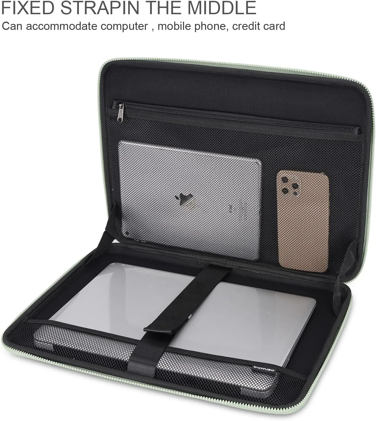 DOMISO 14 inch Laptop Sleeve with Handle Shockproof Computer Bag Waterproof EVA Protective Carrying Case for 14" ThinkPad E480/Yoga 920/13.5" Microsoft Surface Book/HP Pavilion 14 Stream 14,Mint Green