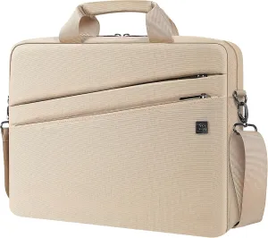 DOMISO 15.6 Inch Laptop Carrying Bag Business Briefcase Waterproof Messenger Shoulder Bag for 15"-15.6" Laptop/Apple/IdeaPad/Acer Aspire/HP ENVY 15 / Dell XPS 15, Beige