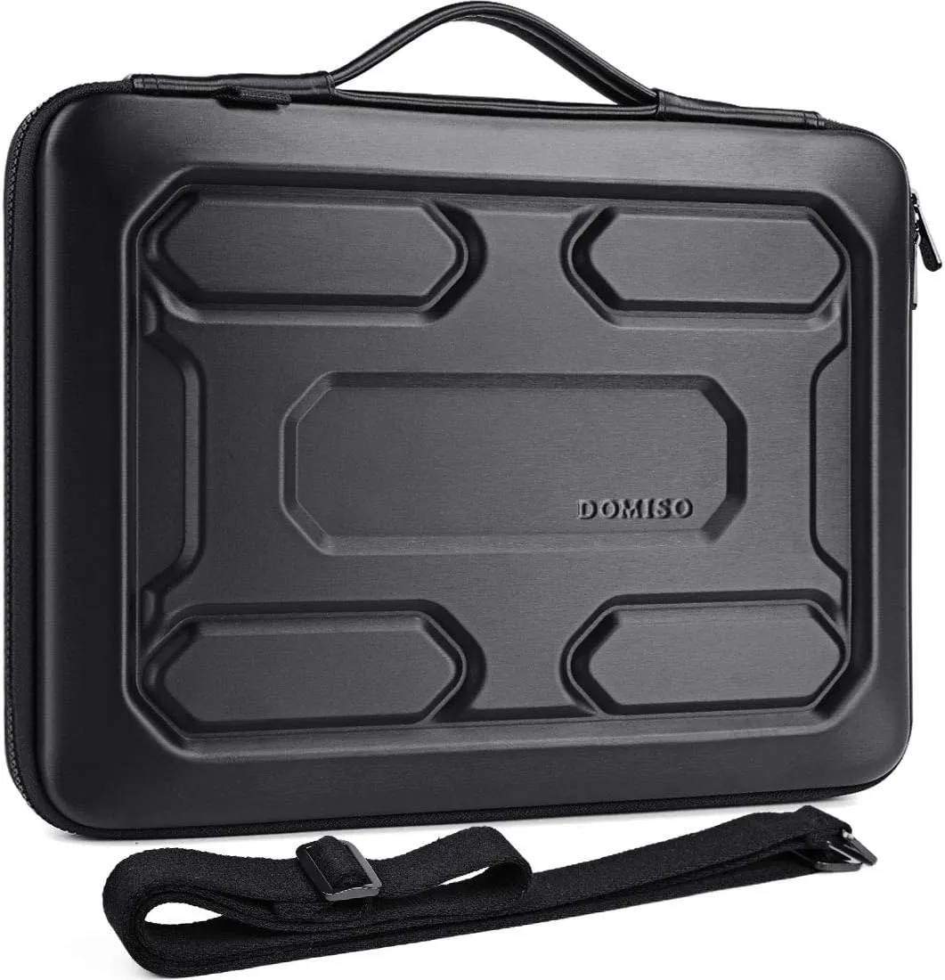 DOMISO 15.6 inch Laptop Sleeve Shoulder Bag Shockproof Computer Bag Waterproof EVA Protective Carrying Case for 15.6" Lenovo Yoga 720 IdeaPad 310 320 ThinkPad T570/Dell Inspiron 15/HP Envy 15, Black