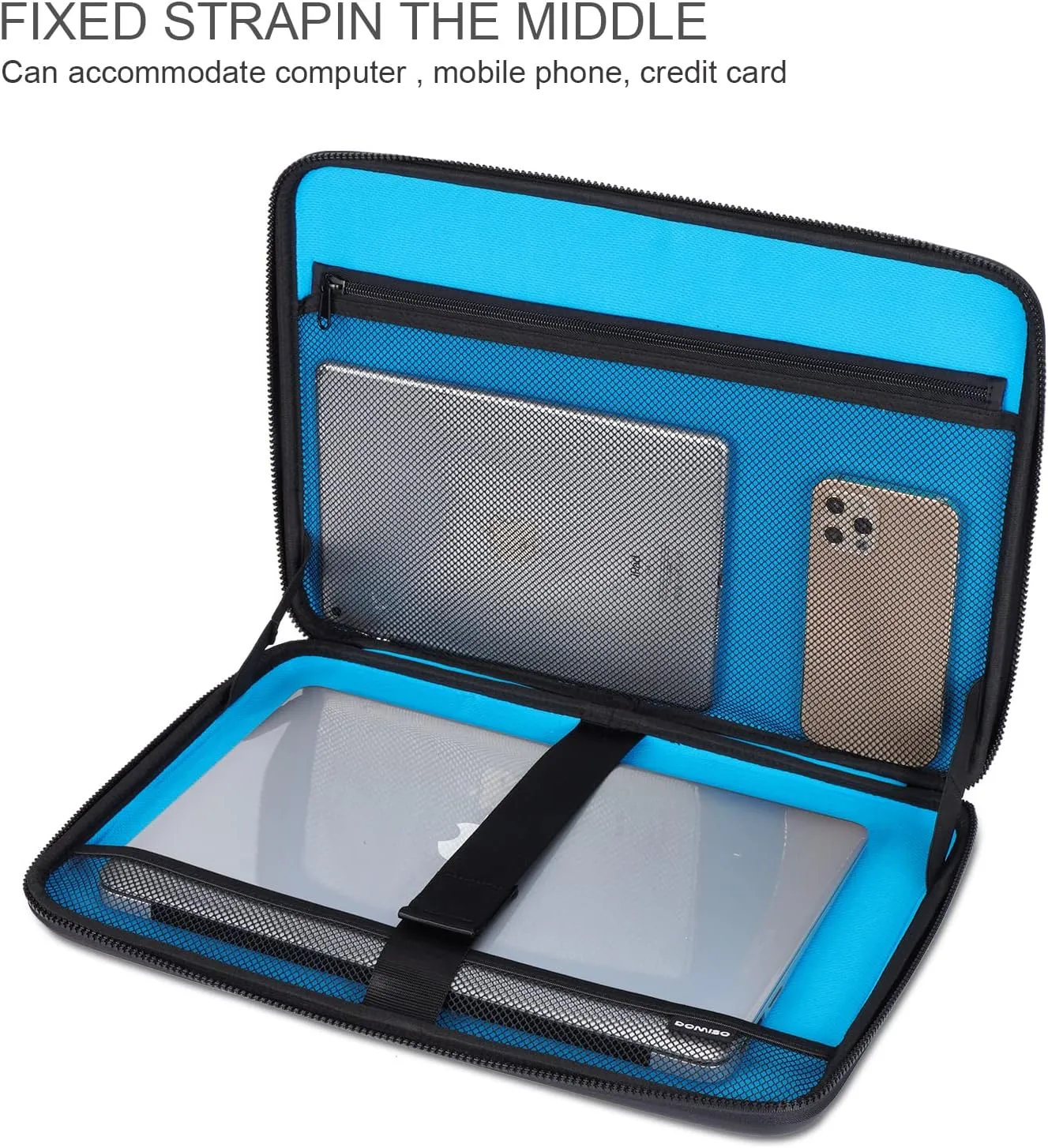 DOMISO 15.6 inch Laptop Sleeve with Handle Shockproof Computer Bag Waterproof EVA Protective Carrying Case for 15.6" Lenovo Yoga 720 IdeaPad 310 320 ThinkPad T570/Dell Inspiron 15/HP Envy 15, Black
