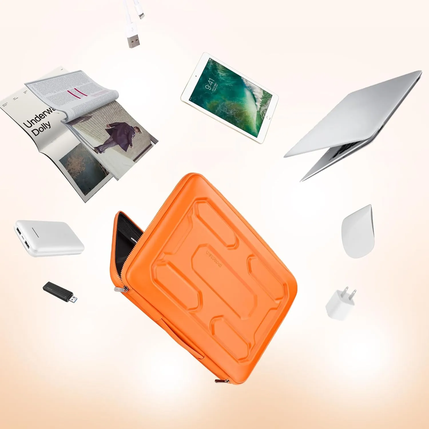 DOMISO 17 inch Laptop Sleeve with Handle Shockproof Waterproof EVA Protective Case for 17.3" ZBook Fury 17.3 G8/MSI GS73VR Stealth Pro/HP Envy 17/LG Gram 17"/ROG Strix GL702VS, Orange