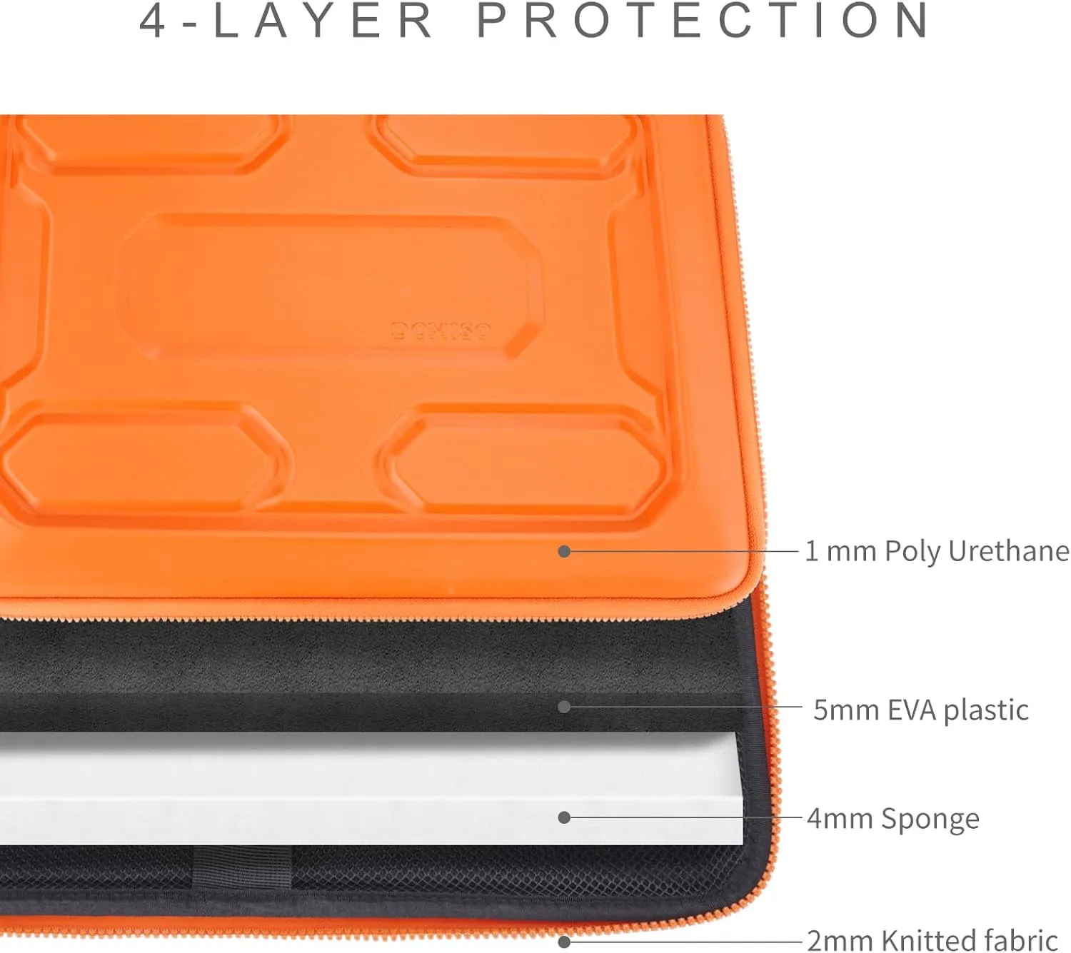 DOMISO 17 inch Laptop Sleeve with Handle Shockproof Waterproof EVA Protective Case for 17.3" ZBook Fury 17.3 G8/MSI GS73VR Stealth Pro/HP Envy 17/LG Gram 17"/ROG Strix GL702VS, Orange
