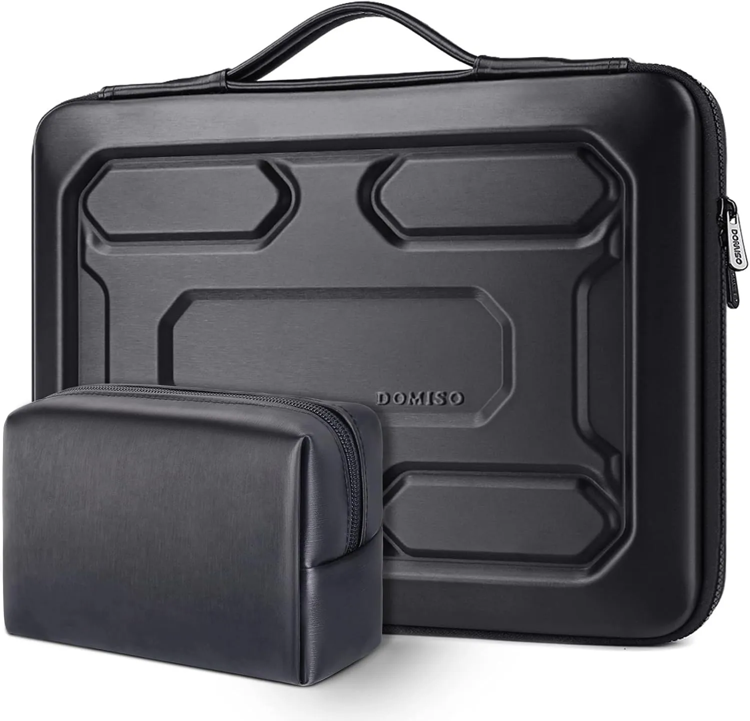 DOMISO 17 inch Laptop Sleeve with Pouch Shockproof Computer Bag Waterproof EVA Protective Carrying Case for 17.3" HP Envy 17/MSI GS73VR Stealth Pro/LG Gram 17"/ROG Strix GL702VS, Black