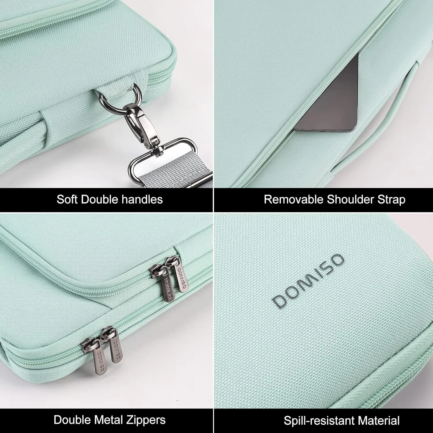 DOMISO 17.3 Inch Laptop Bag Cover Waterproof Notebook Shockproof Sleeve Case Shoulder Bag Protective Cover for 17.3" HP Pavilion 17/Envy 17/Dell/Lenovo IdeaPad 321, Mint Green