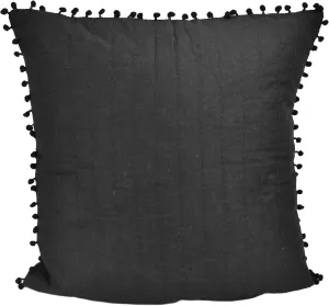 Donna Sharp Contemporary Decorative Throw Pillow with Dawson (Black Pom Pom) Design and Easy-to-Remove Zip Closure - Square Pillows for Couch, Sofa, Beds and Chairs - 18" x 18"