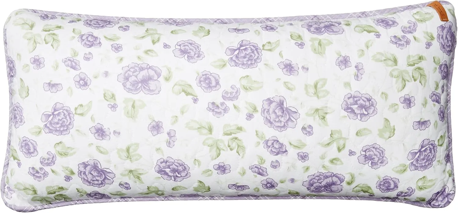 Donna Sharp Contemporary Decorative Throw Pillow with Lavender Rose (Patchwork) Design and Easy-to-Remove Zip Closure - Rectangle Pillows for Couch, Sofa, Beds and Chairs - 11" x 22"