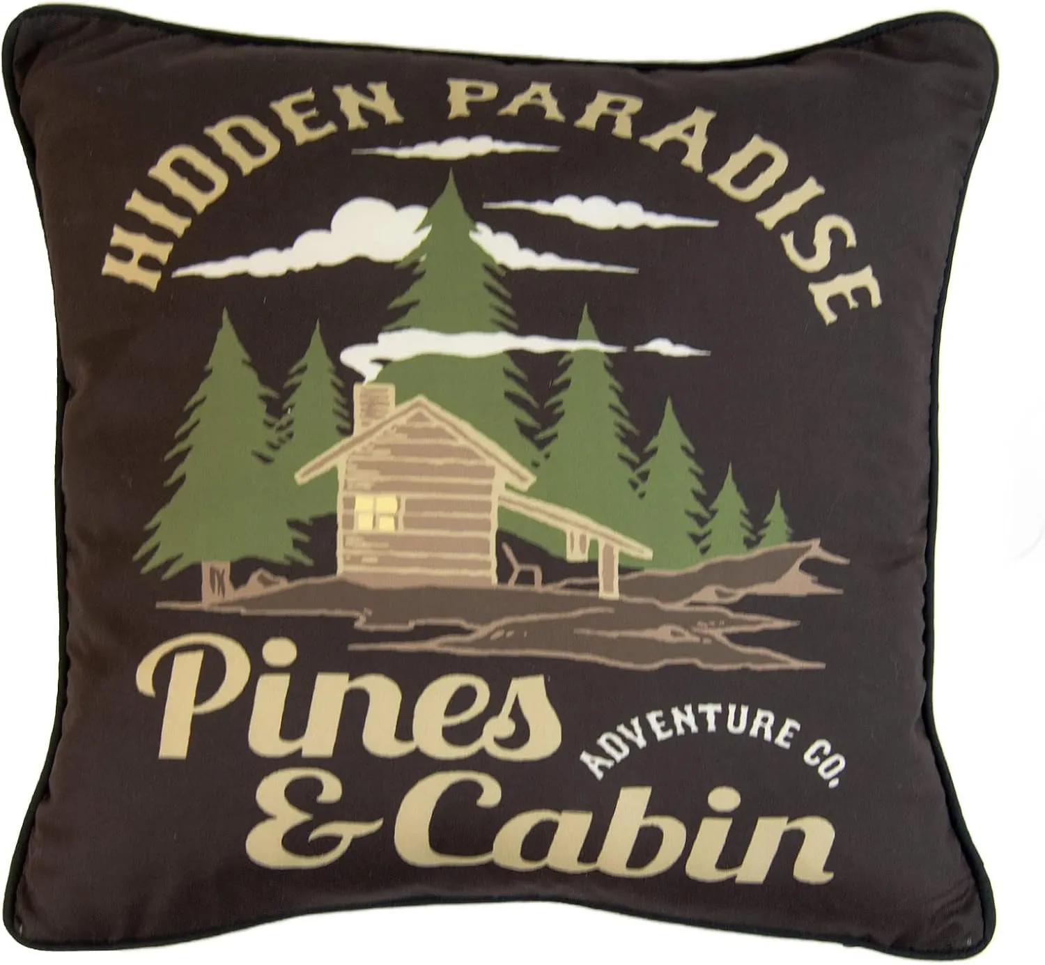 Donna Sharp Decorative Throw Pillow with Cedar Lodge (Hidden Paradise) Design and Easy-to-Remove Zip Closure - Square Pillows for Couch, Sofa, Beds and Chairs - 16" x 16"