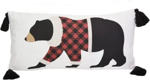 Donna Sharp Decorative Throw Pillow with Christmas Bear Design and Easy-to-Remove Zip Closure - Rectangle Pillows for Couch, Sofa, Beds and Chairs - 11" x 22"