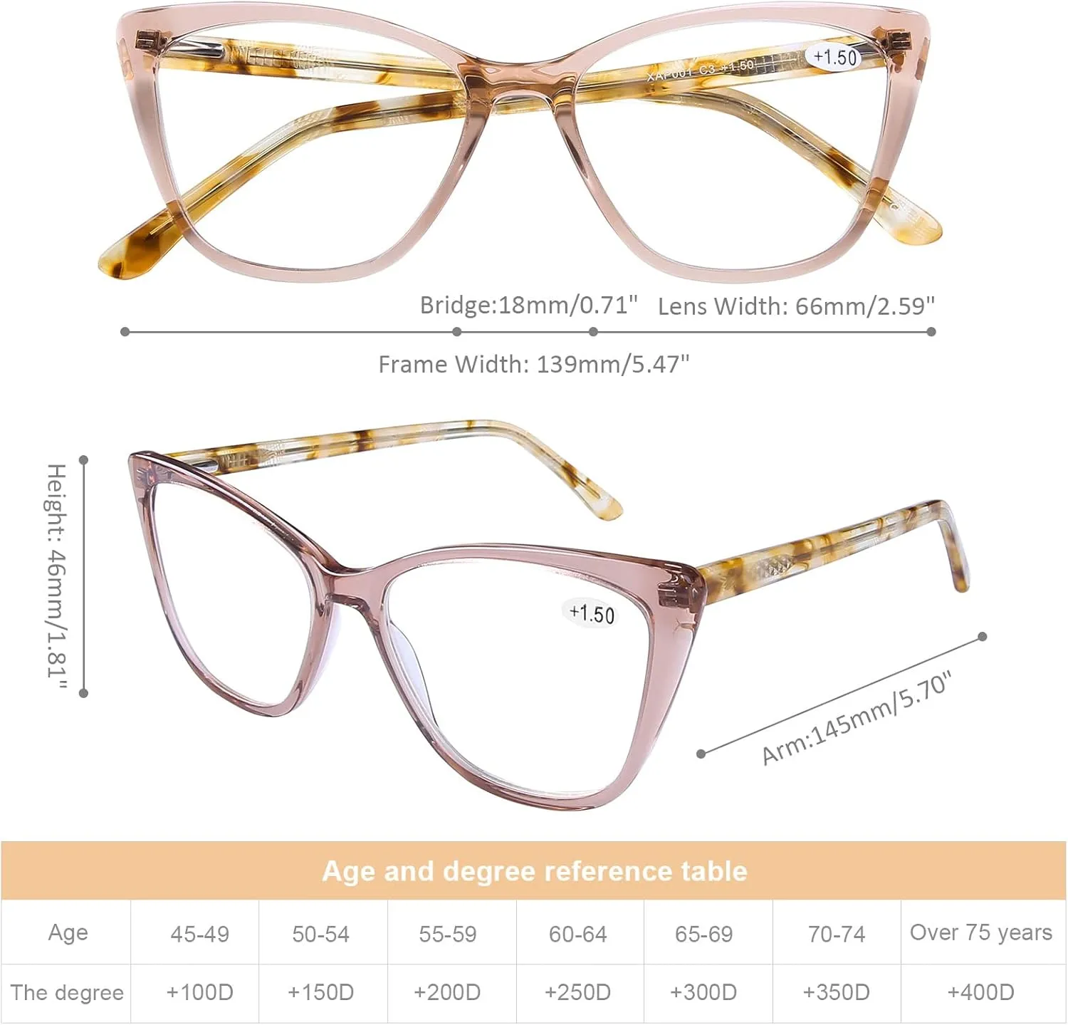DOOViC Computer Reading Glasses Blue Light Blocking Anti Eyestrain Fashion Cat Eye Spring Hinge Readers for Women 0.0 Strength