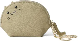 Doris&Jacky Leather Zipper Coin Purse Lovely Cat Design Coin Pouch And Wallet With Keychain (1-Grey)