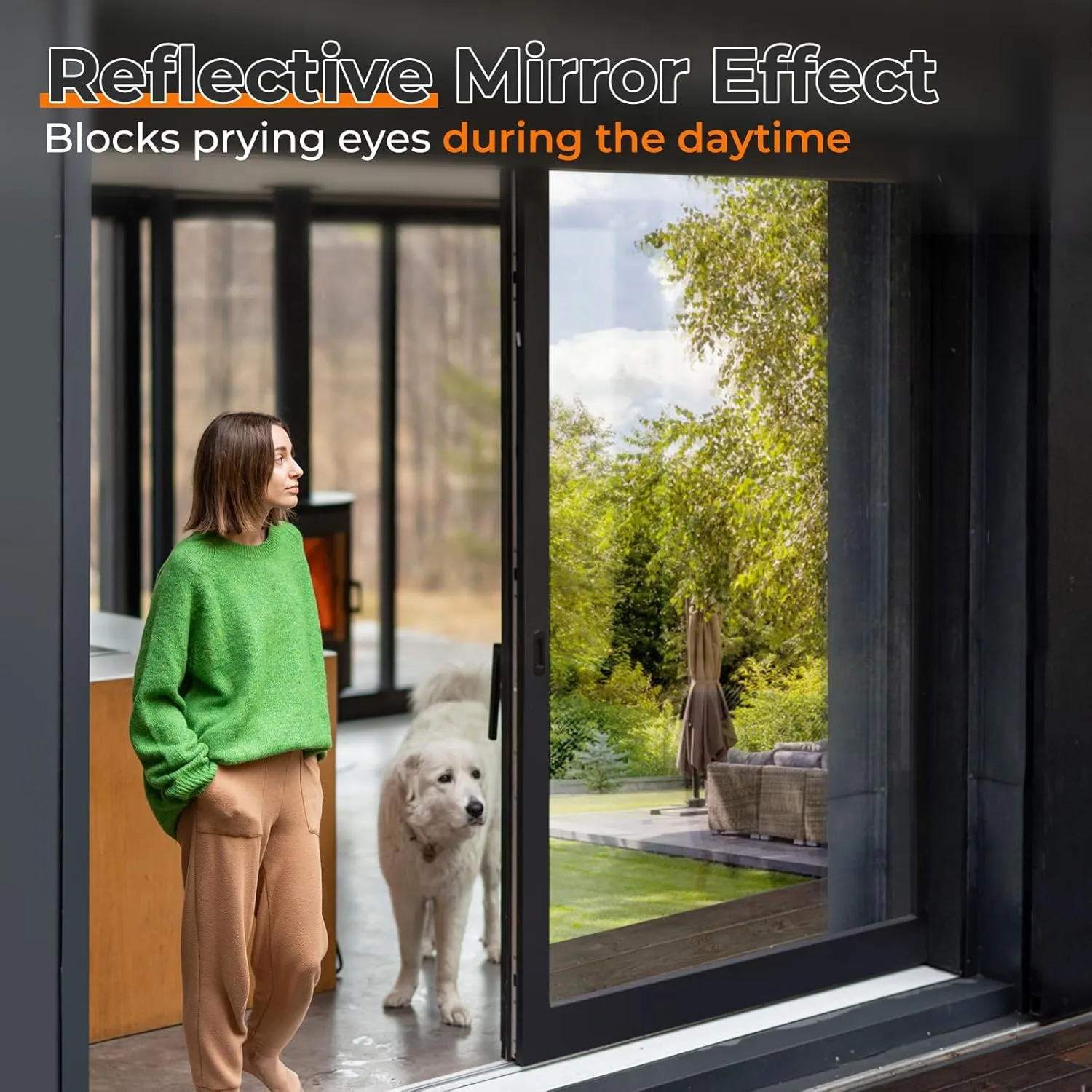 DOWELL Window Privacy Film, One Way Window Tint for Home, Static Cling Anti UV Sun Blocking Reflective Mirror Film, Heat Control See Out Not in Glass Tinting, Silver, 35.4" x 78.7"