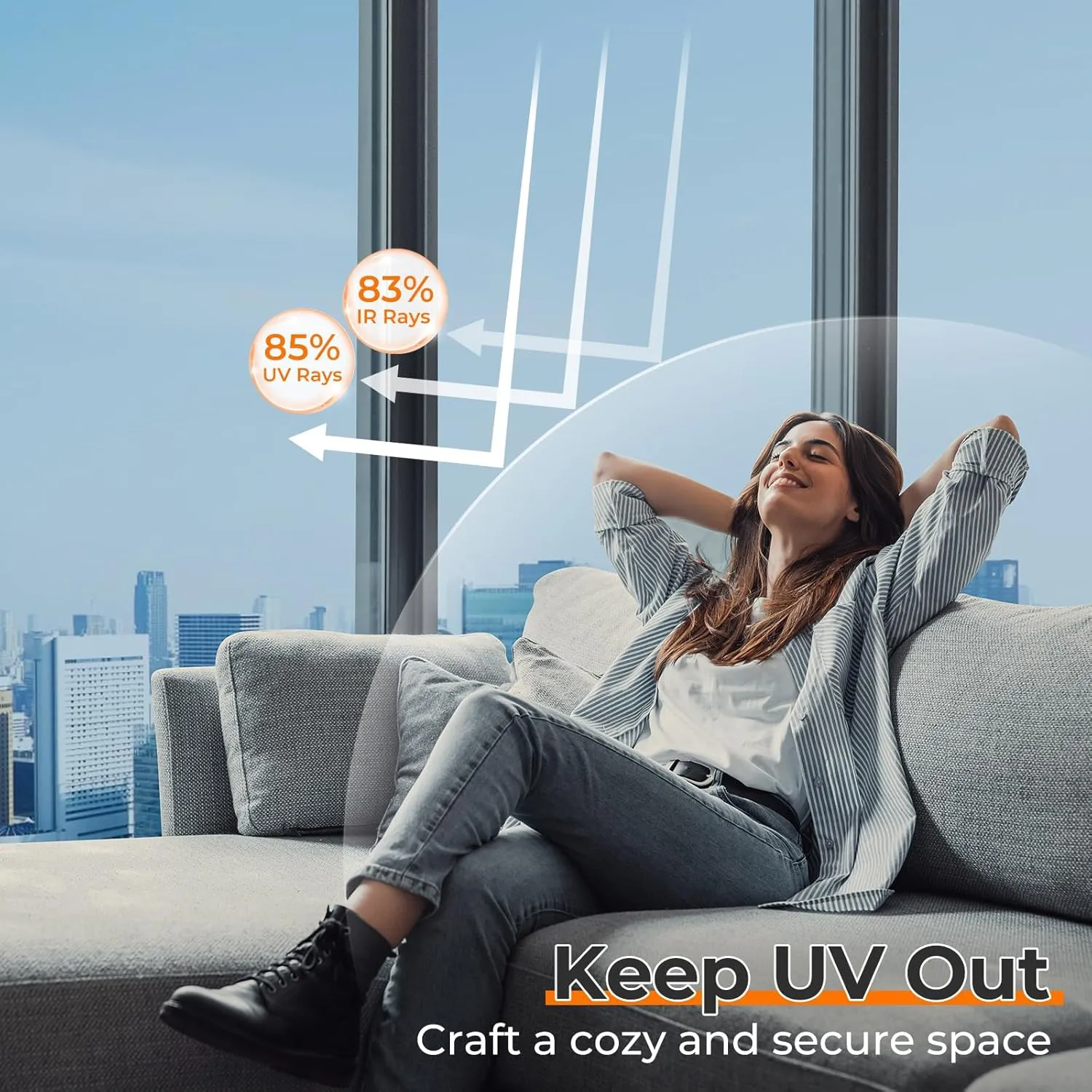 DOWELL Window Privacy Film, One Way Window Tint for Home, Static Cling Anti UV Sun Blocking Reflective Mirror Film, Heat Control See Out Not in Glass Tinting, Silver, 35.4" x 78.7"