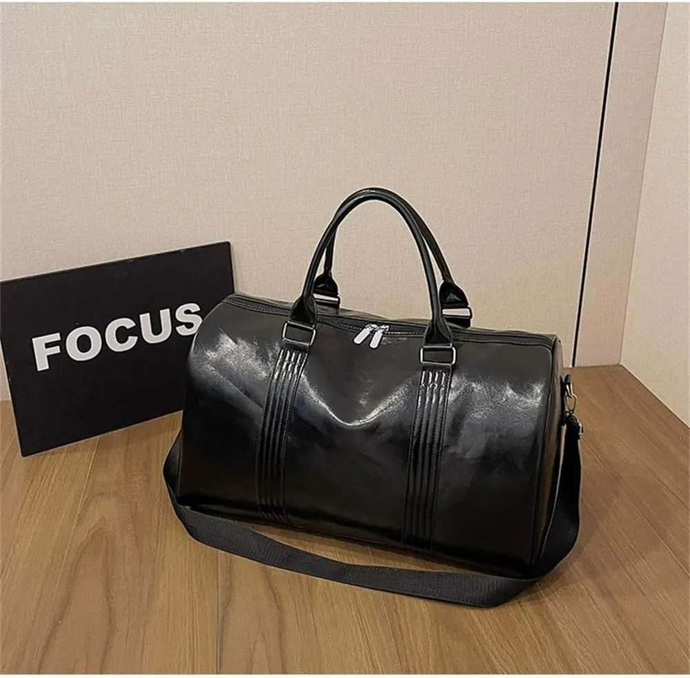 Duffle Bag Men's Handbag Travel Bag Casual Travel Leather Crossbody Bag for Travel, Workout(Black)