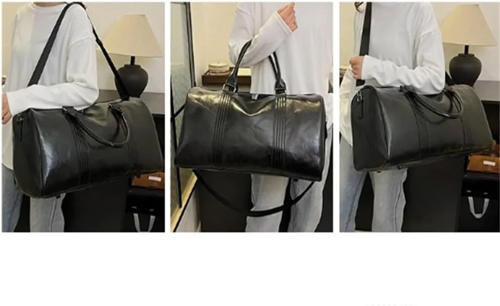 Duffle Bag Men's Handbag Travel Bag Casual Travel Leather Crossbody Bag for Travel, Workout(Black)