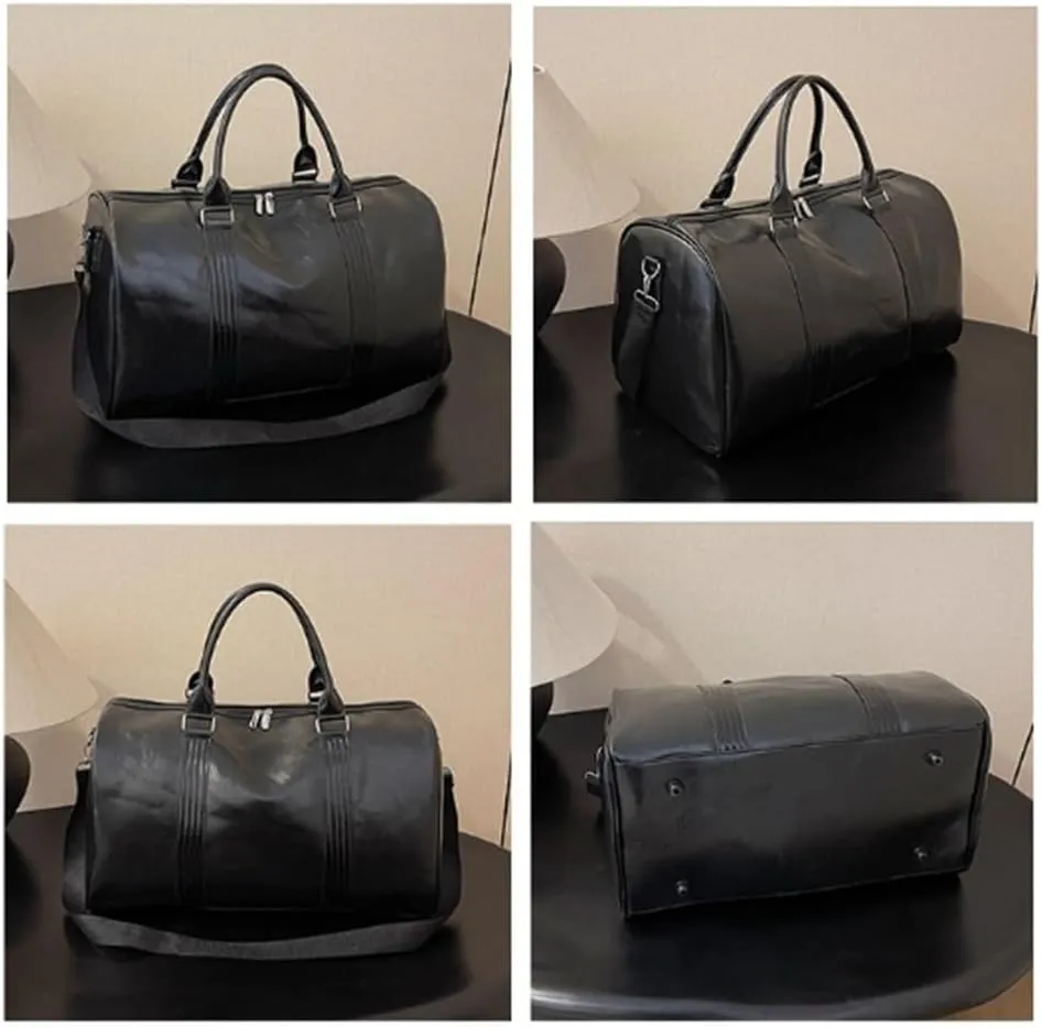 Duffle Bag Men's Handbag Travel Bag Casual Travel Leather Crossbody Bag for Travel, Workout(Black)
