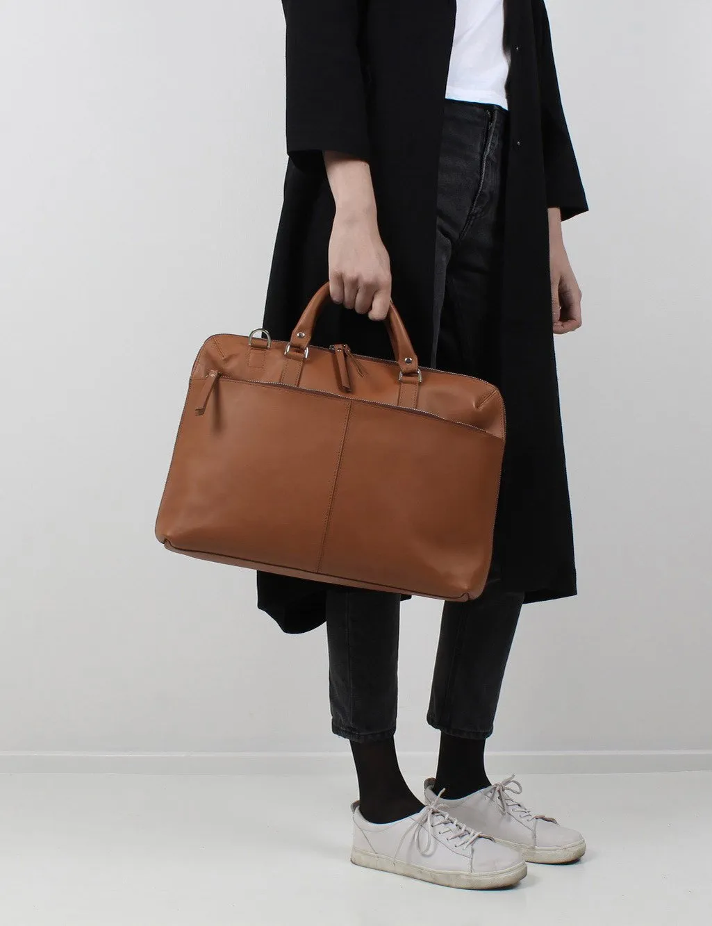 Dustin Ultimate Brown Cognac Briefcase - (Leather) 15" Sandqvist Discounted shipping