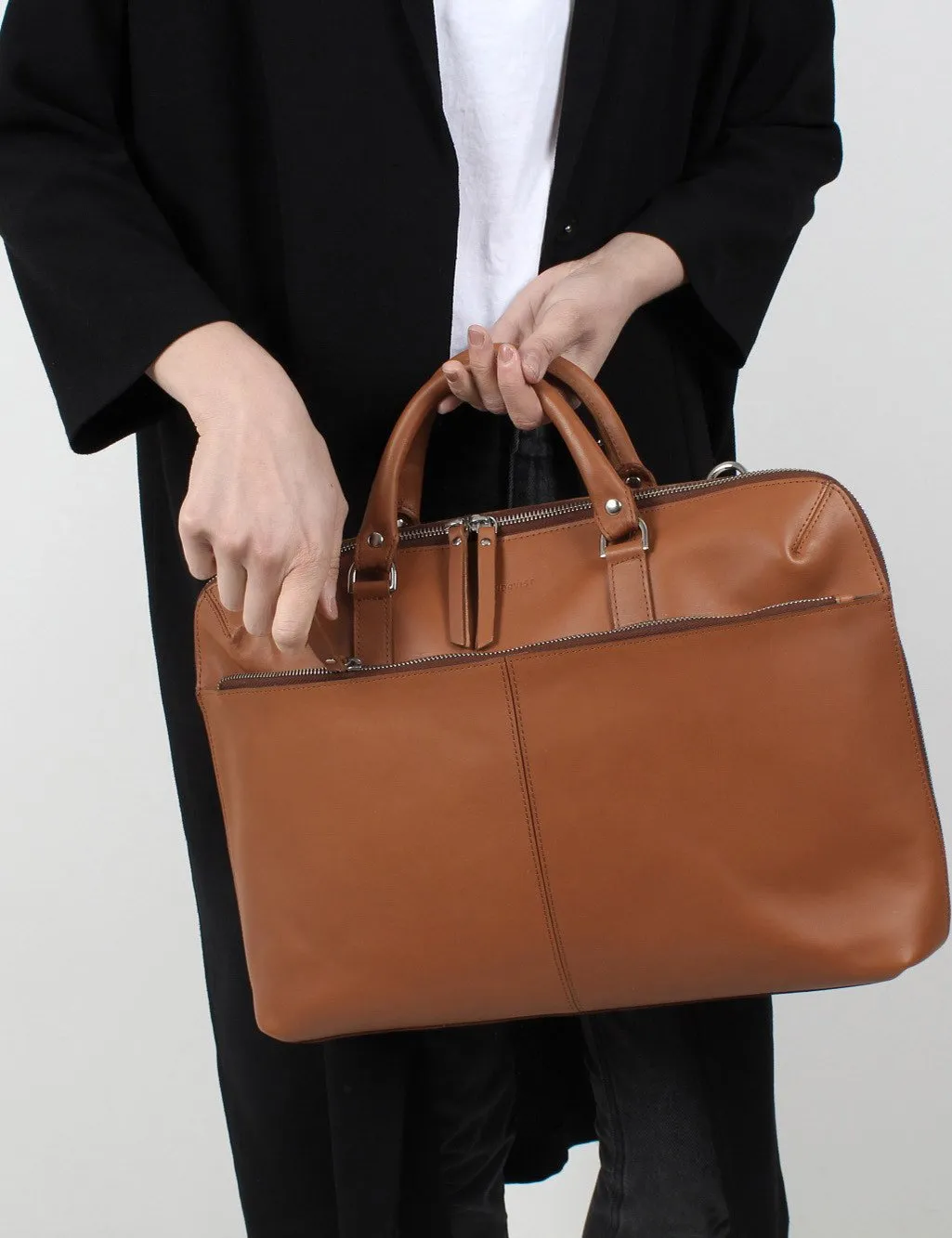 Dustin Ultimate Brown Cognac Briefcase - (Leather) 15" Sandqvist Discounted shipping