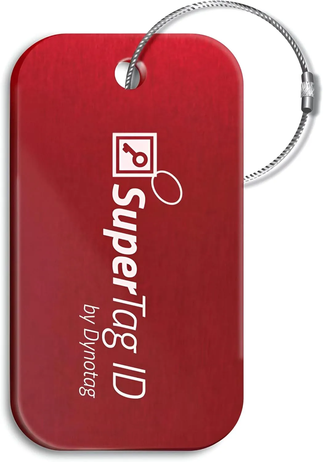 Dynotag® Sentry Series Solid Metal Web Enabled Smart Luggage Tag ID   Steel Loop, Anodized Aluminum with DynoIQ™ & Lifetime Recovery Service (Ruby Red)
