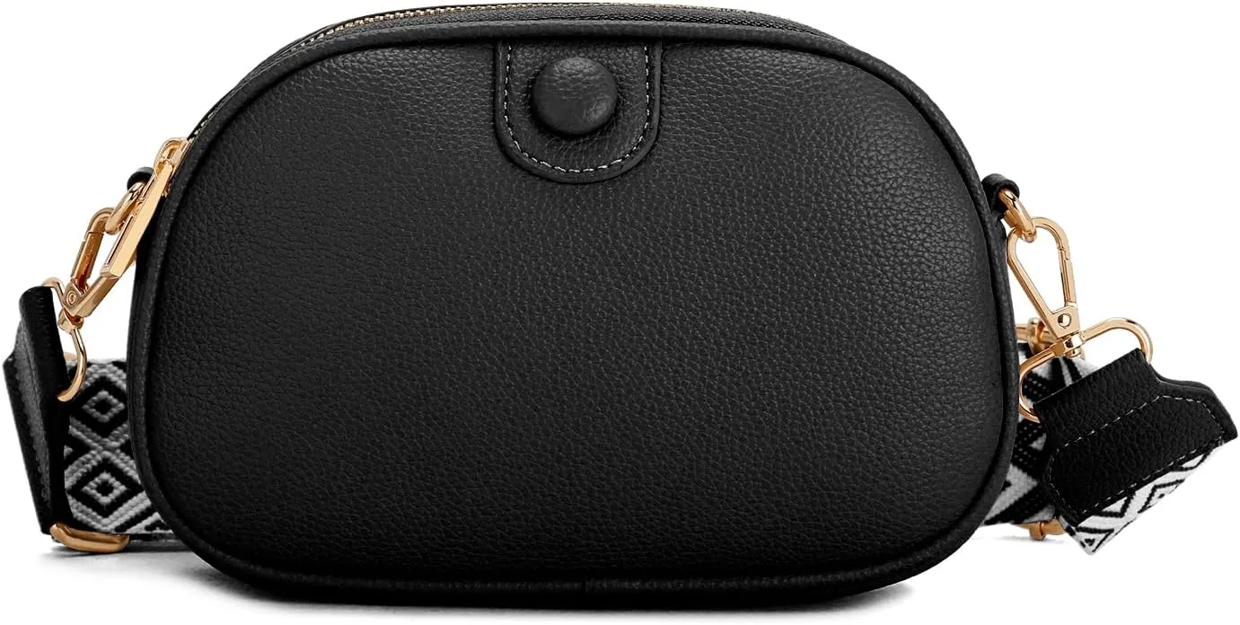 E Small Crossbody Bags for Women Double Top Zip Crossbody Purse Shoulder Handbags with Wide Strap