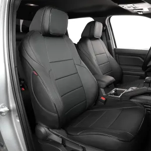 EKR Custom Fit Tacoma Car Seat Covers for Select Toyota Tacoma (Petrol) 2024 2025 Double cab SR,SR5,TRD Sport,TRD Off-Road,Limited -Full Set,Leather(Black)