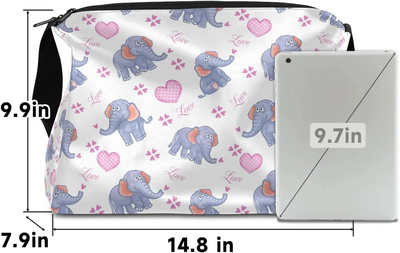 Elephant Love Heart Small Gym Bag for Men Women Workout Sport Duffle Bag Waterproof Weekender Overnight Bag Lightweight Carry on Tote Bag Crossbody Shoulder Travel Bag for Swim Yoge Dance