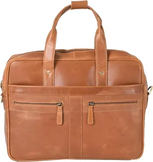 ELIZO Leather Briefcase 16 Inch Laptop Messenger Bag, Travel Computer Bag For Men & Women (Tan)