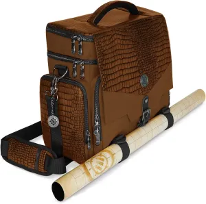 ENHANCE Travel Bag for DND Collector's Edition, Bag Compatible with Dungeons and Dragons, Combat Mat Holder, Dice Pockets and Accessories, Carry 4-8 Books (Brown Dragon)