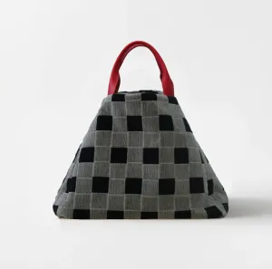 Erin Velvet Checkers Square Tote