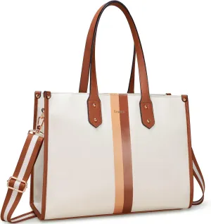 ESTARER Laptop Tote Bag 15.6 Inch, Women Laptop Bag Water-resistant Canvas Work Bag, Casual Shoulder Bag Handbag Briefcase Purse for Office/College/Travel