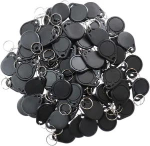 ETEKJOY 100PCS 13.56MHz RFID Key Fob Proximity IC Card ISO14443A Token Tag for Electronic Smart Door Lock, Compatible with MIFARE Classic 1K Card M1, Read Only (Black)
