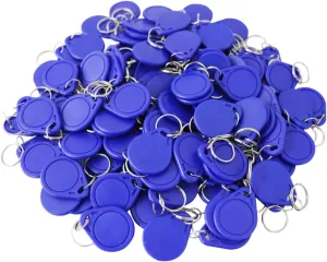 ETEKJOY 100PCS 13.56MHz RFID Key Fob Proximity IC Card ISO14443A Token Tag for Electronic Smart Door Lock, Compatible with MIFARE Classic 1K Card M1, Read Only (Blue)