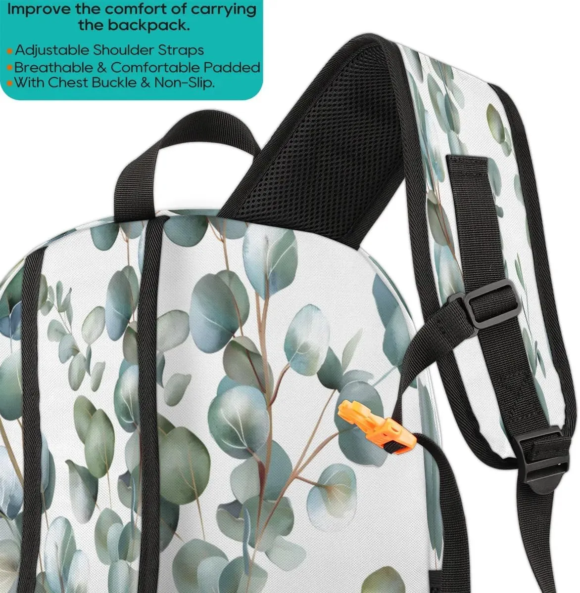 Eucalyptus Leaves Backpack for Women Men Laptop Backpack Work Bag Travel Hiking Camping Summer Leaves Casual Daypack