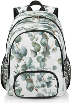 Eucalyptus Leaves Backpack for Women Men Laptop Backpack Work Bag Travel Hiking Camping Summer Leaves Casual Daypack