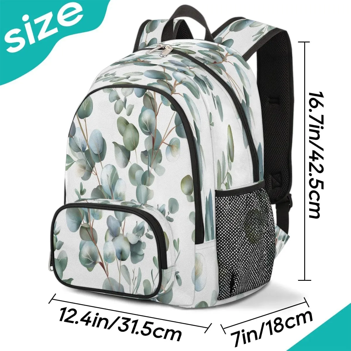 Eucalyptus Leaves Backpack for Women Men Laptop Backpack Work Bag Travel Hiking Camping Summer Leaves Casual Daypack
