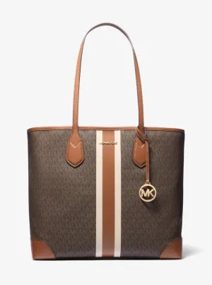 Eva Large Signature Logo Stripe Tote Bag
