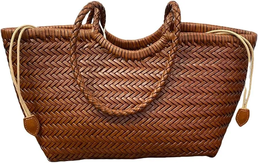 EvaLuLu Handwoven Leather Tote Bag Shoulder Bag