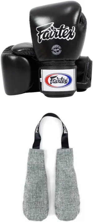 Fairtex BGV1BR Boxing Gloves & Deodorizer Set | Breathable, Shock Absorbent Muay Thai Gloves with Odor Neutralizing Inserts | Perfect for Boxing, Kickboxing, MMA, & Fitness