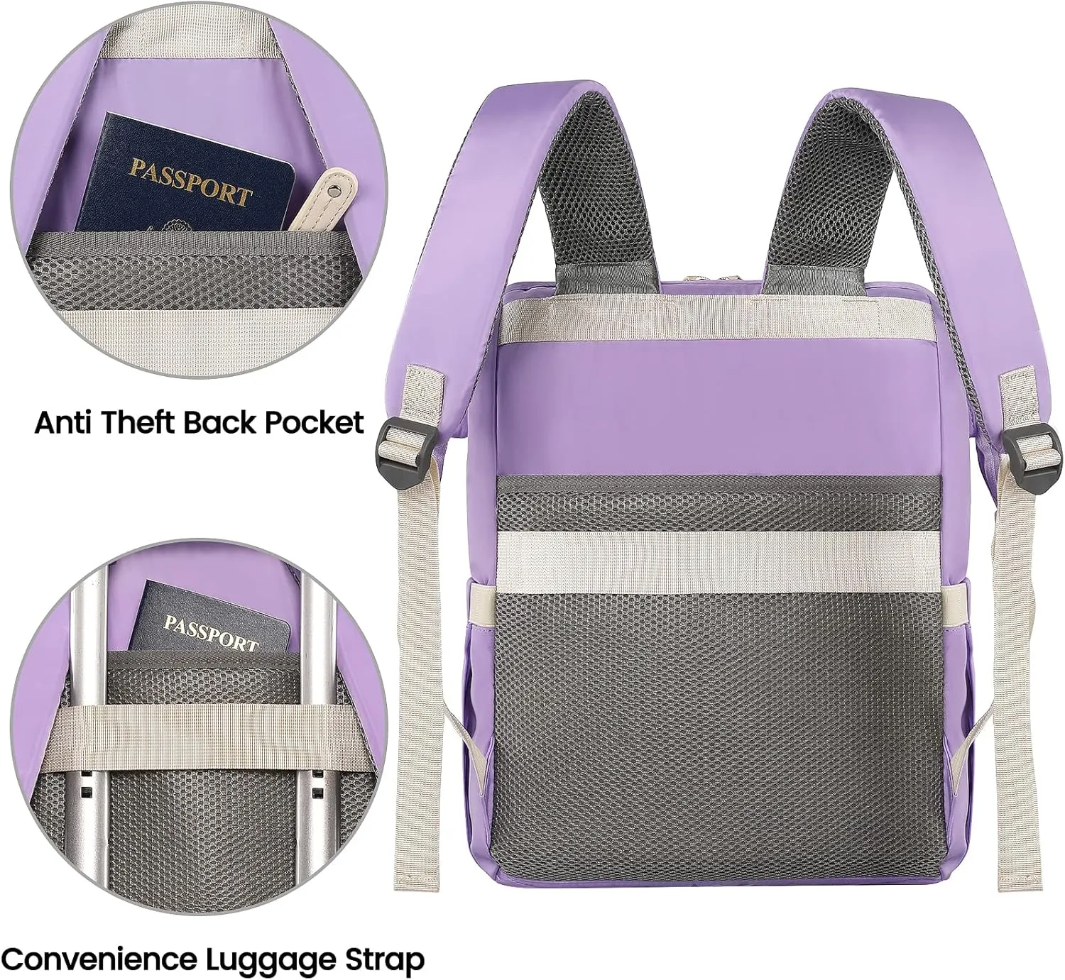FALANKO Laptop Backpack for Women, Anti Theft Backpacks with USB Charging Port RFID Anti Theft Water Resistant,Wide Top Open Work Teacher College Travel Computer Bag for Woman Fits 15.6 Inch Purple